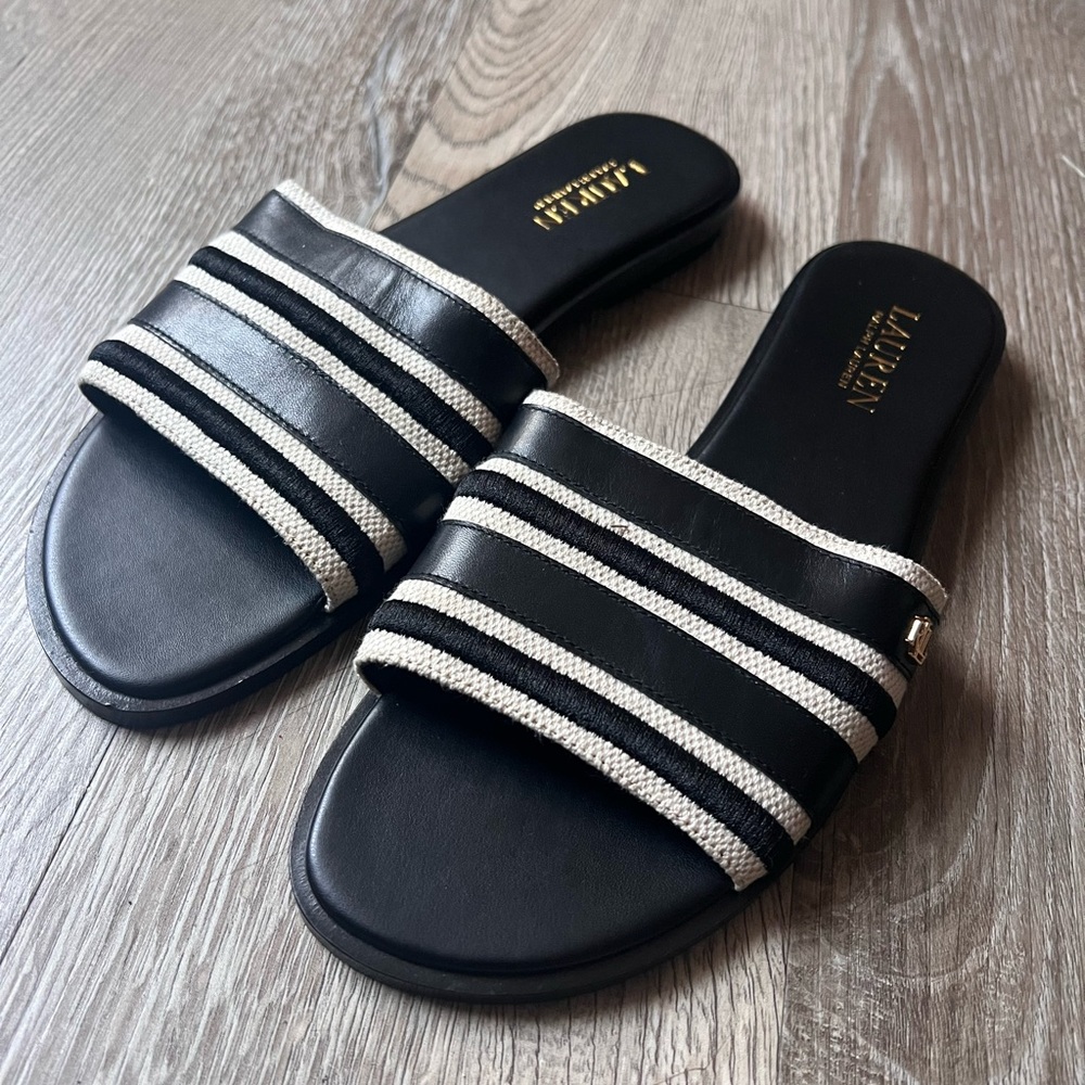 Ralph Lauren Black and White Striped Sandals